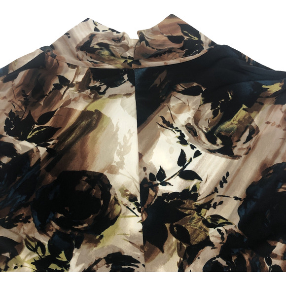 Worthington Women’s Sleeveless Crossover Blouse 1X Stretch Brown Blue Floral Top - Picture 13 of 16